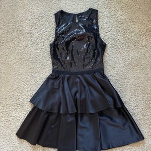 NWT Armani exchange black sequins top with satin skirt dress